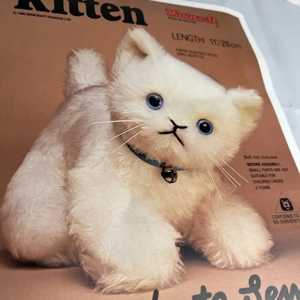 Vintage Minicraft Kitten Ready To Sew Plush Kit Made England ‘82 - Has All Parts